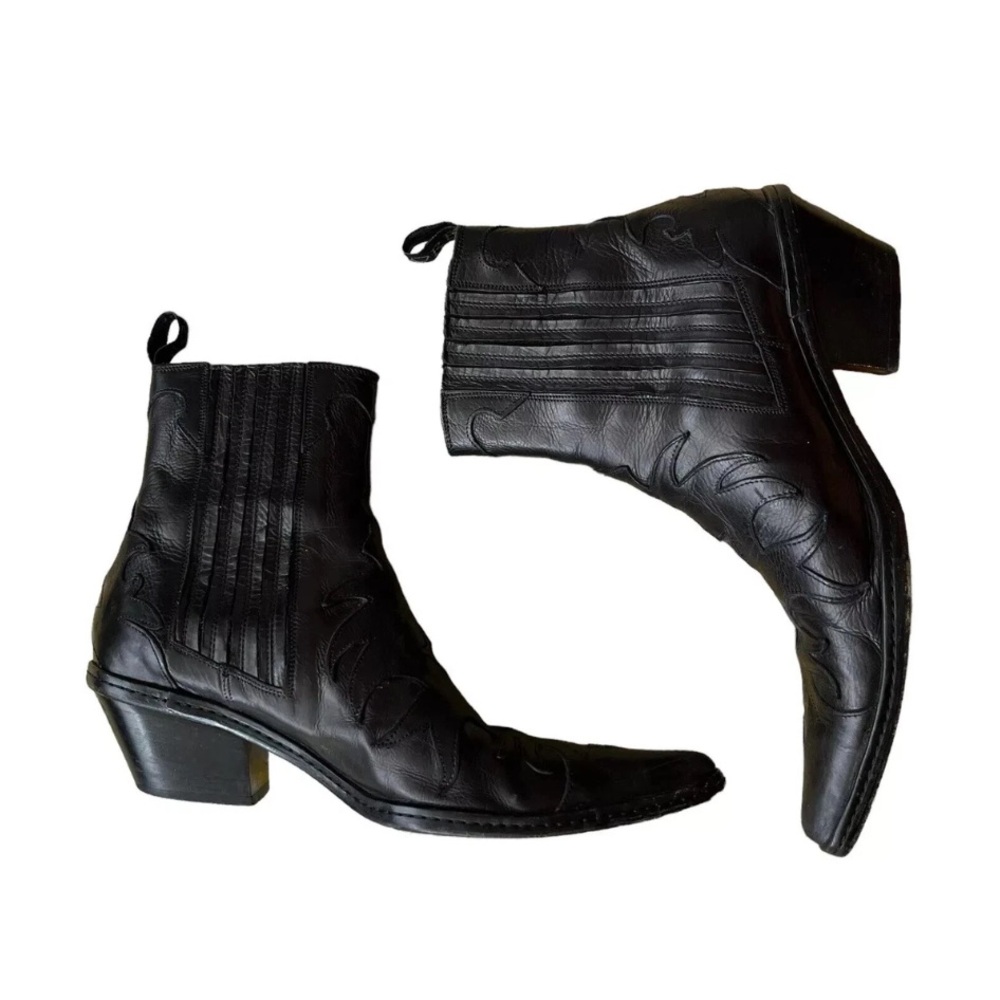 Sartore Black Leather Applique Ankle Boots 38.5